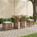 Set da Pranzo per Giardino 3 pz Beige e Crema polyrattan