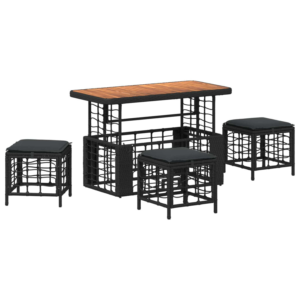 Set da Pranzo per Giardino 4 pz Nero e Grigio