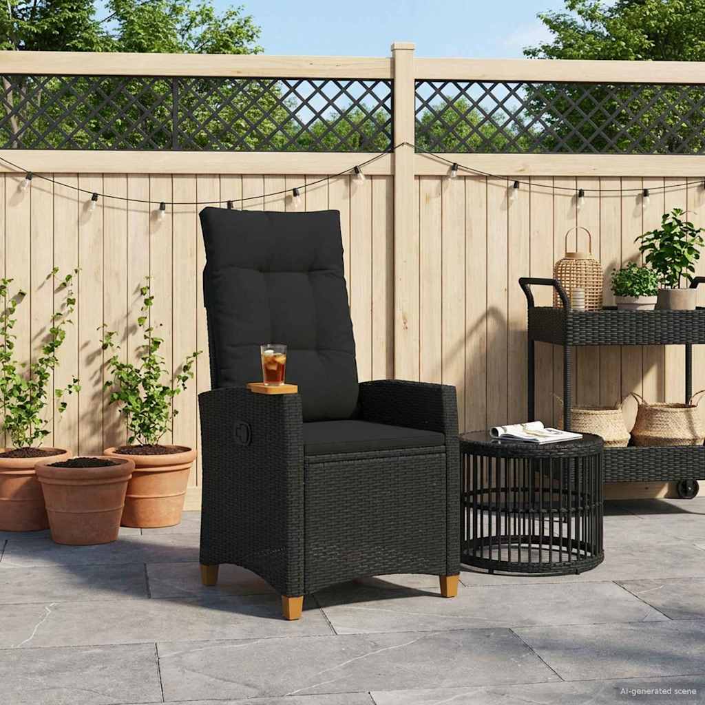 Poltrona reclinabile con tavolino Nero 62 x 64 x 112 cm