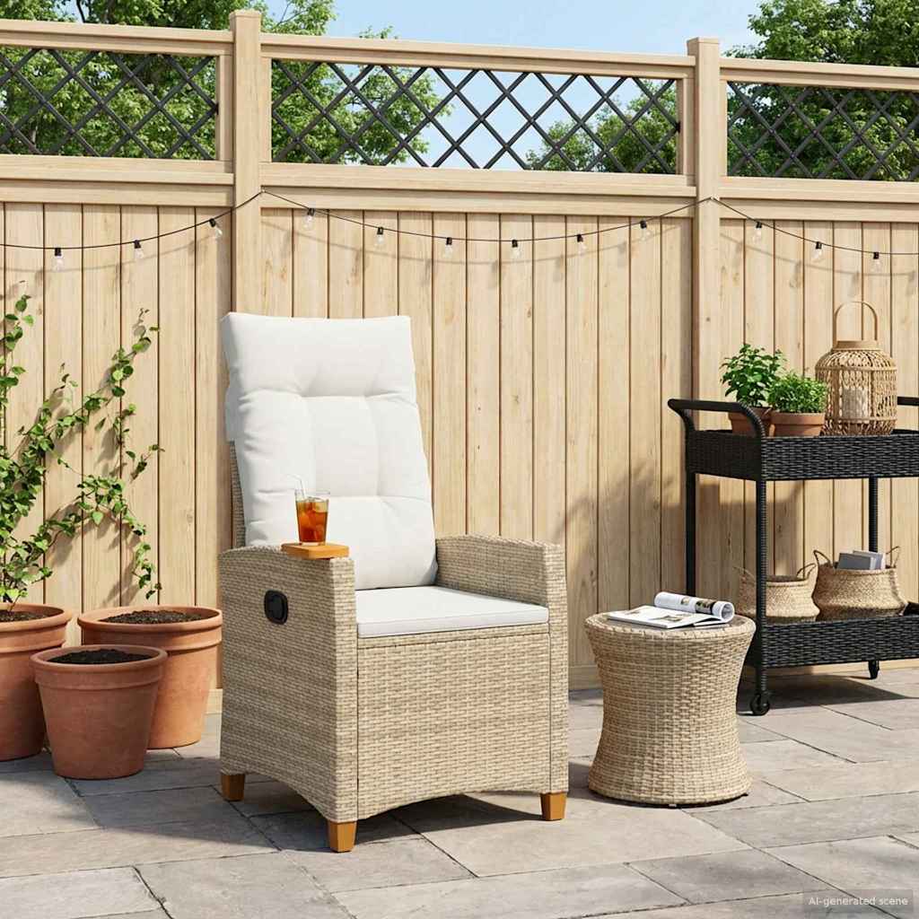 Poltrona reclinabile con tavolino 62 x 64 x 112 cm polyrattan