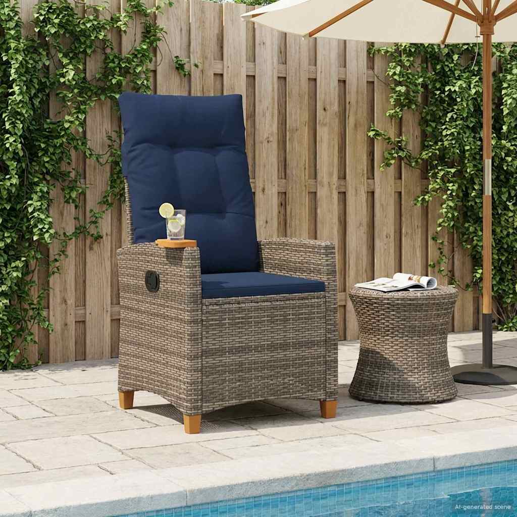 Poltrona reclinabile con tavolino 62 x 64 x 112 cm polyrattan