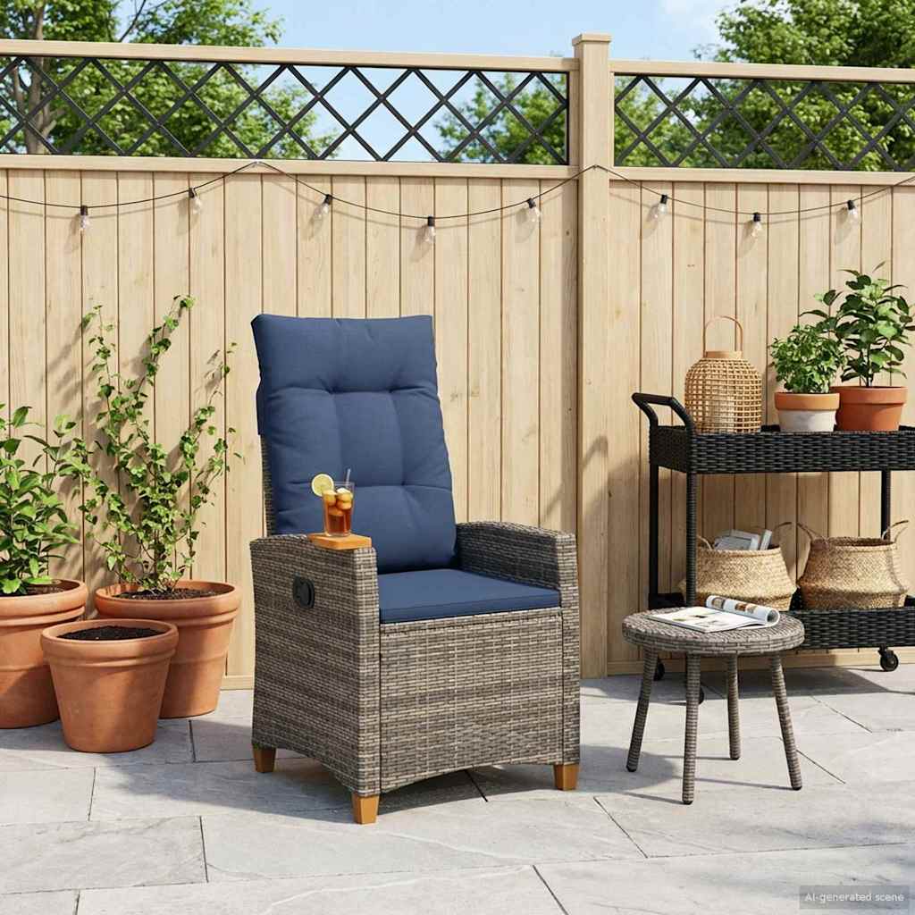 Poltrona reclinabile con tavolino 62 x 64 x 112 cm polyrattan