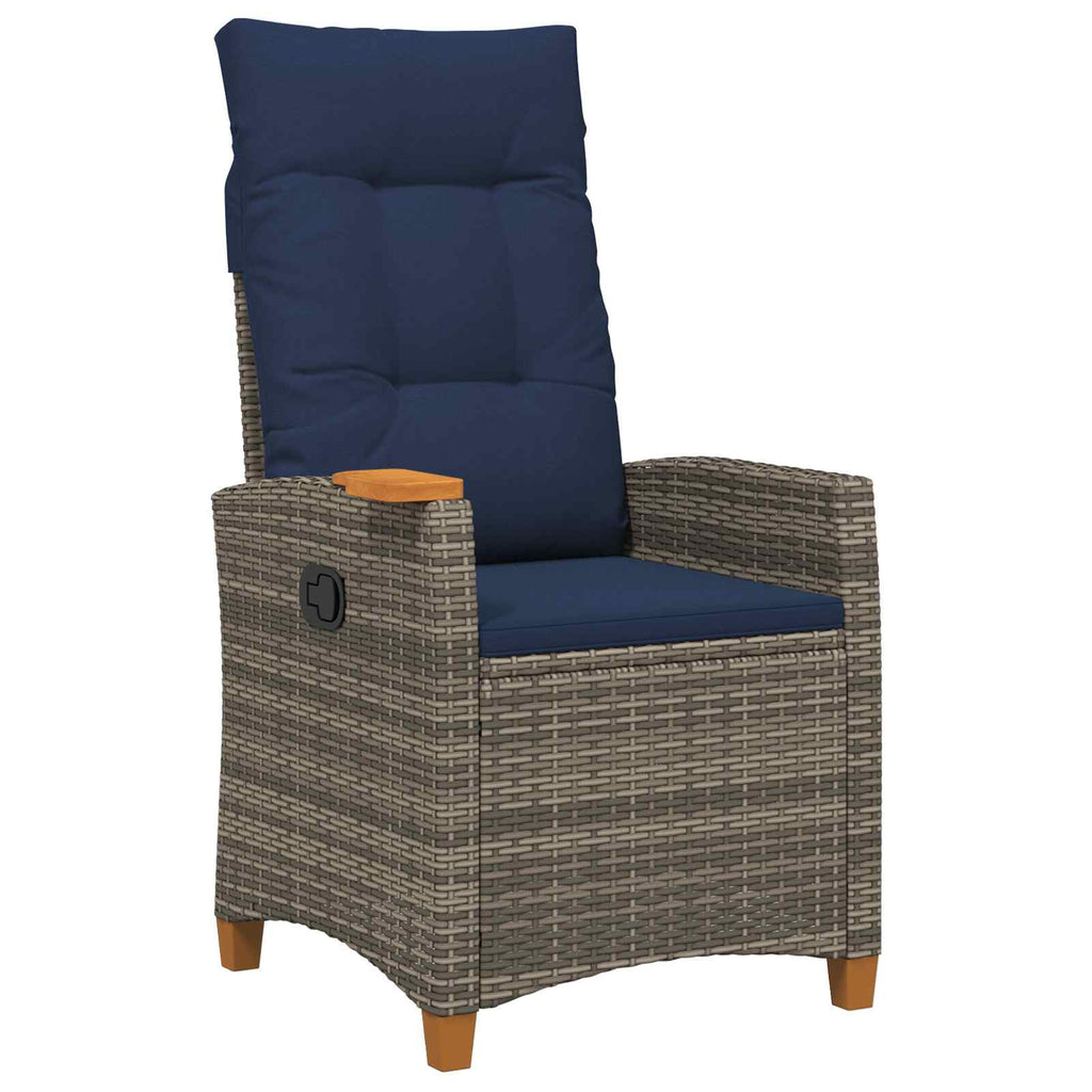 Poltrona reclinabile con tavolino 62 x 64 x 112 cm polyrattan