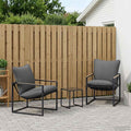 Set Divano da Giardino 3 pz Nero e antracite Acciaio