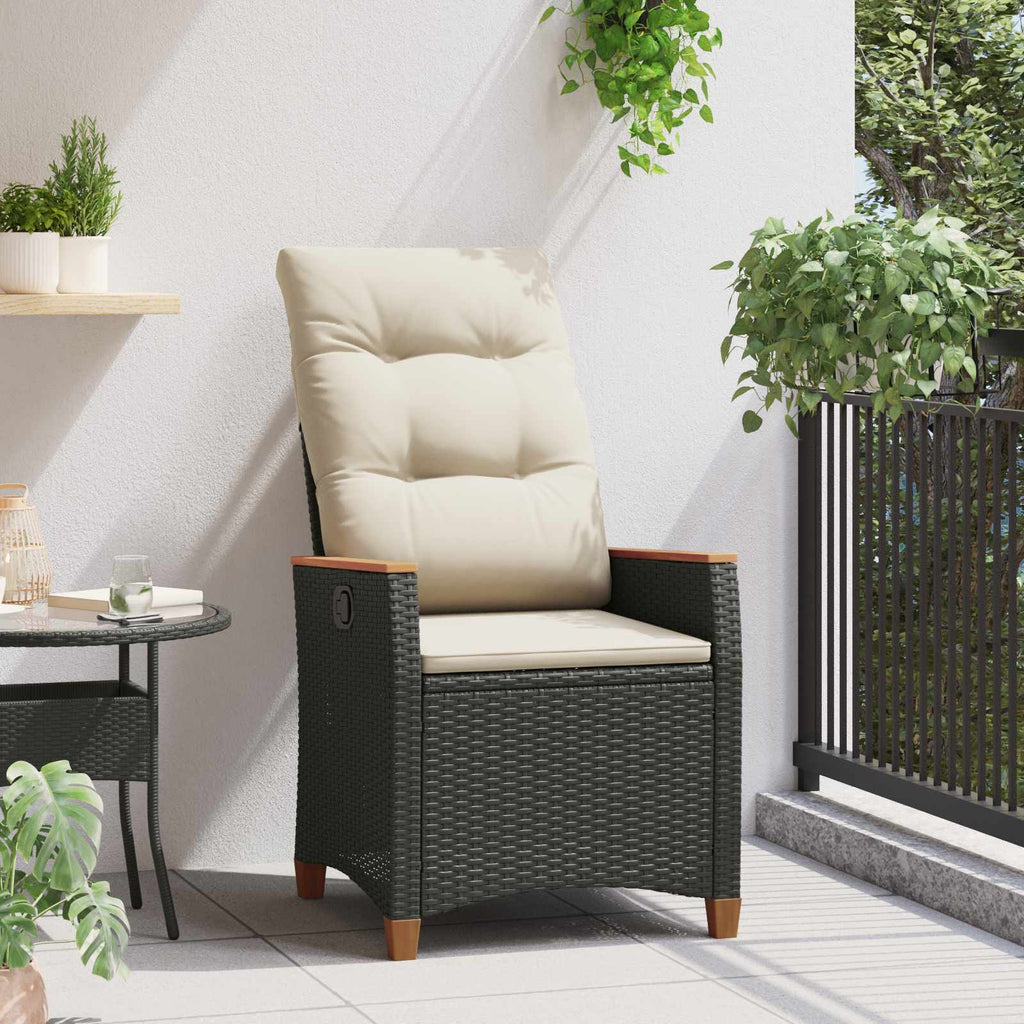 Sedia da giardino reclinabile Nero e Crema 64 x 57,5 x 112 cm