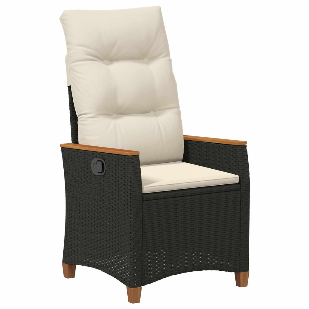 Sedia da giardino reclinabile Nero e Crema 64 x 57,5 x 112 cm