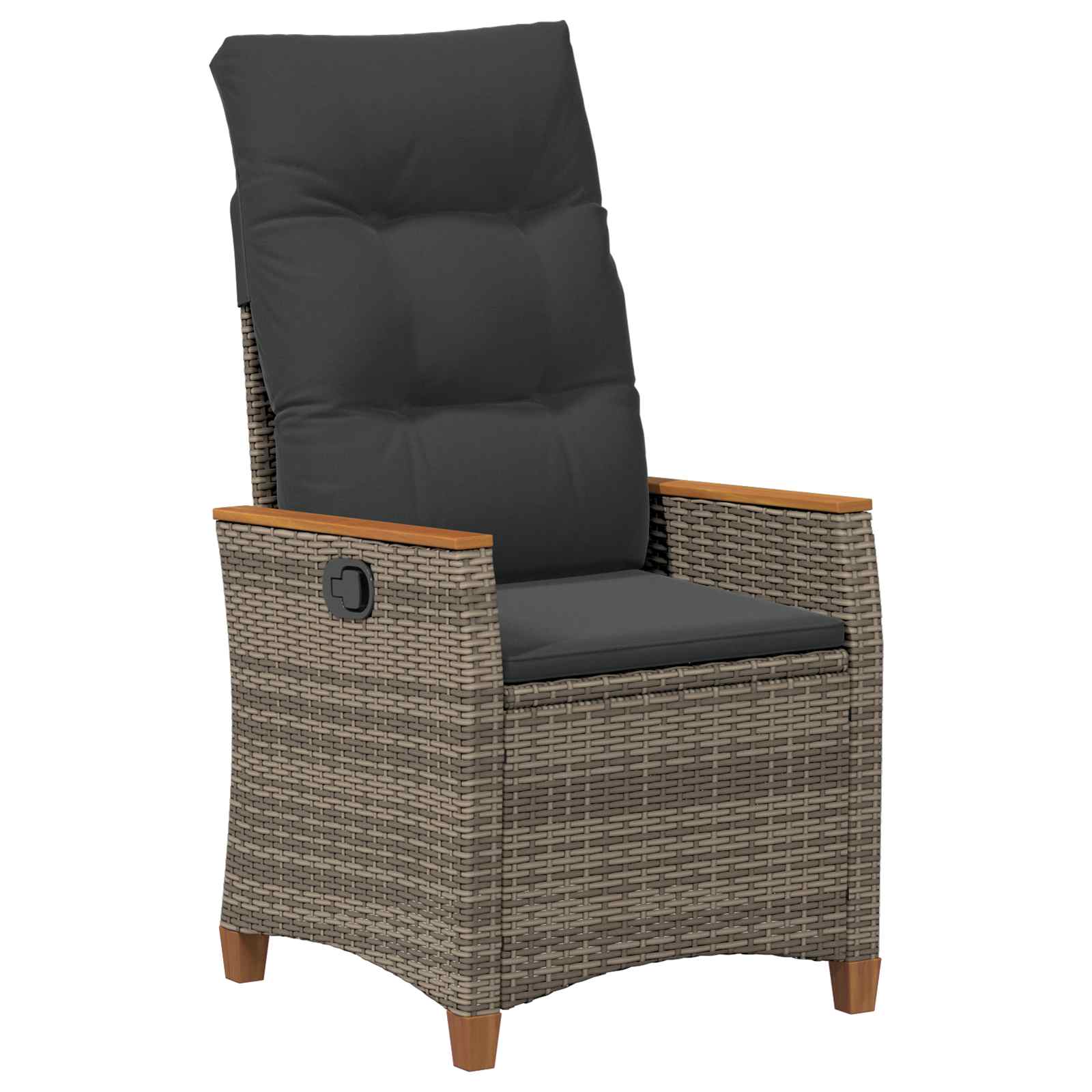 Sedia da giardino reclinabile Grigio e Grigio Scuro polyrattan