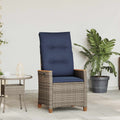 Sedia da giardino reclinabile Grigio e Blu Navy polyrattan