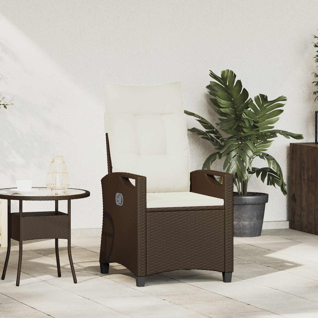 Sedia da giardino reclinabile Marrone e Crema 56 x 60 x 112 cm