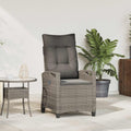 Sedia da giardino reclinabile Grigio e Grigio Scuro polyrattan