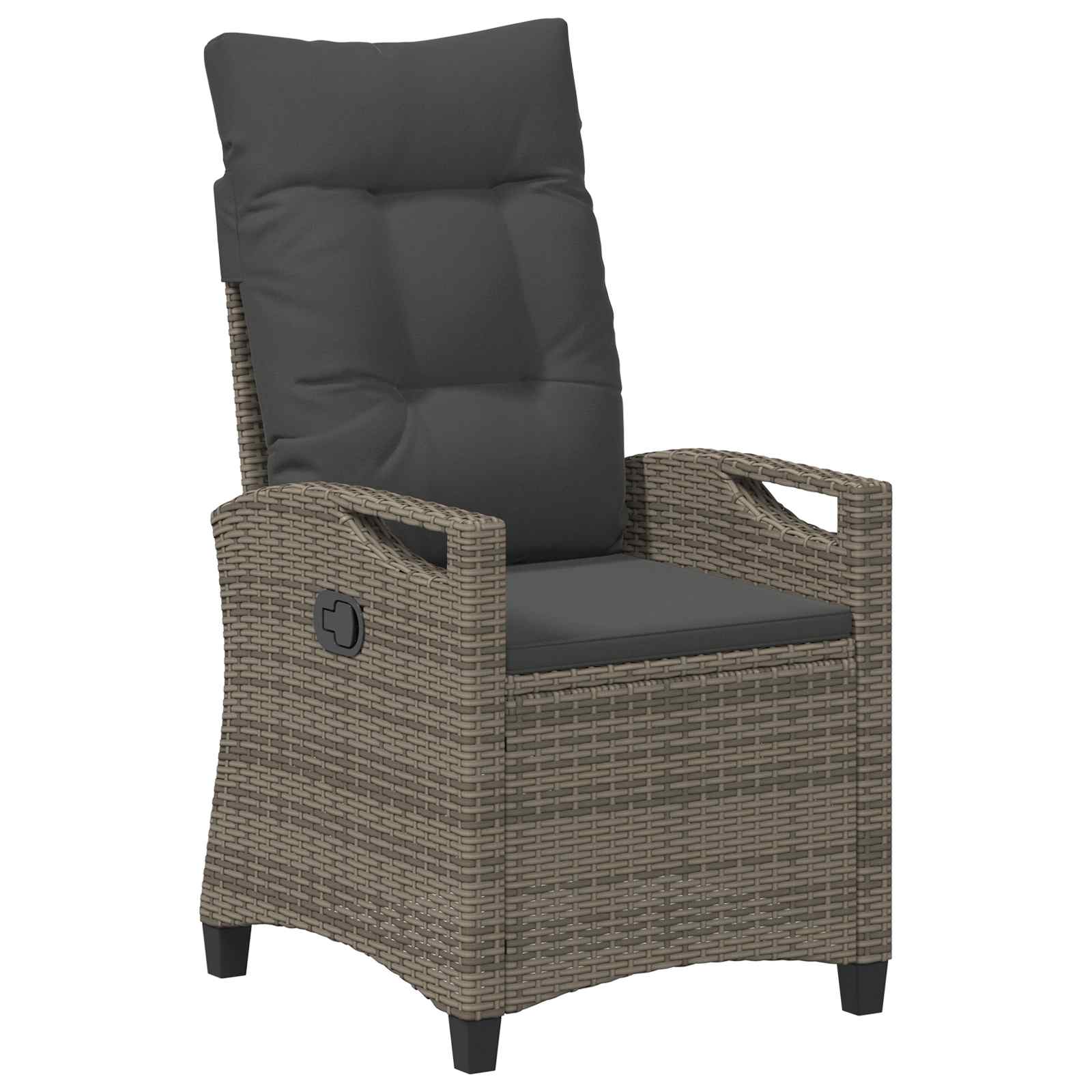 Sedia da giardino reclinabile Grigio e Grigio Scuro polyrattan