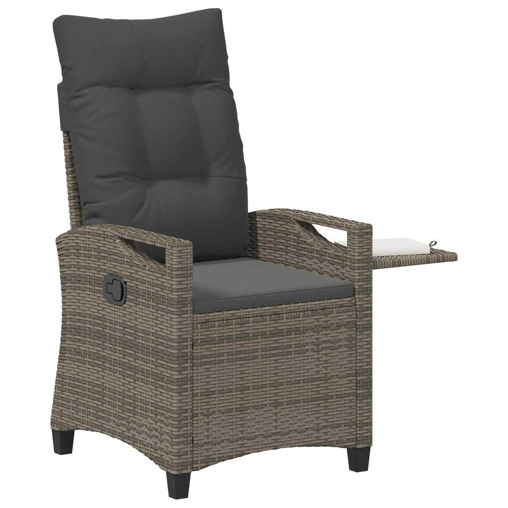Sedia da giardino reclinabile Grigio e Grigio Scuro polyrattan