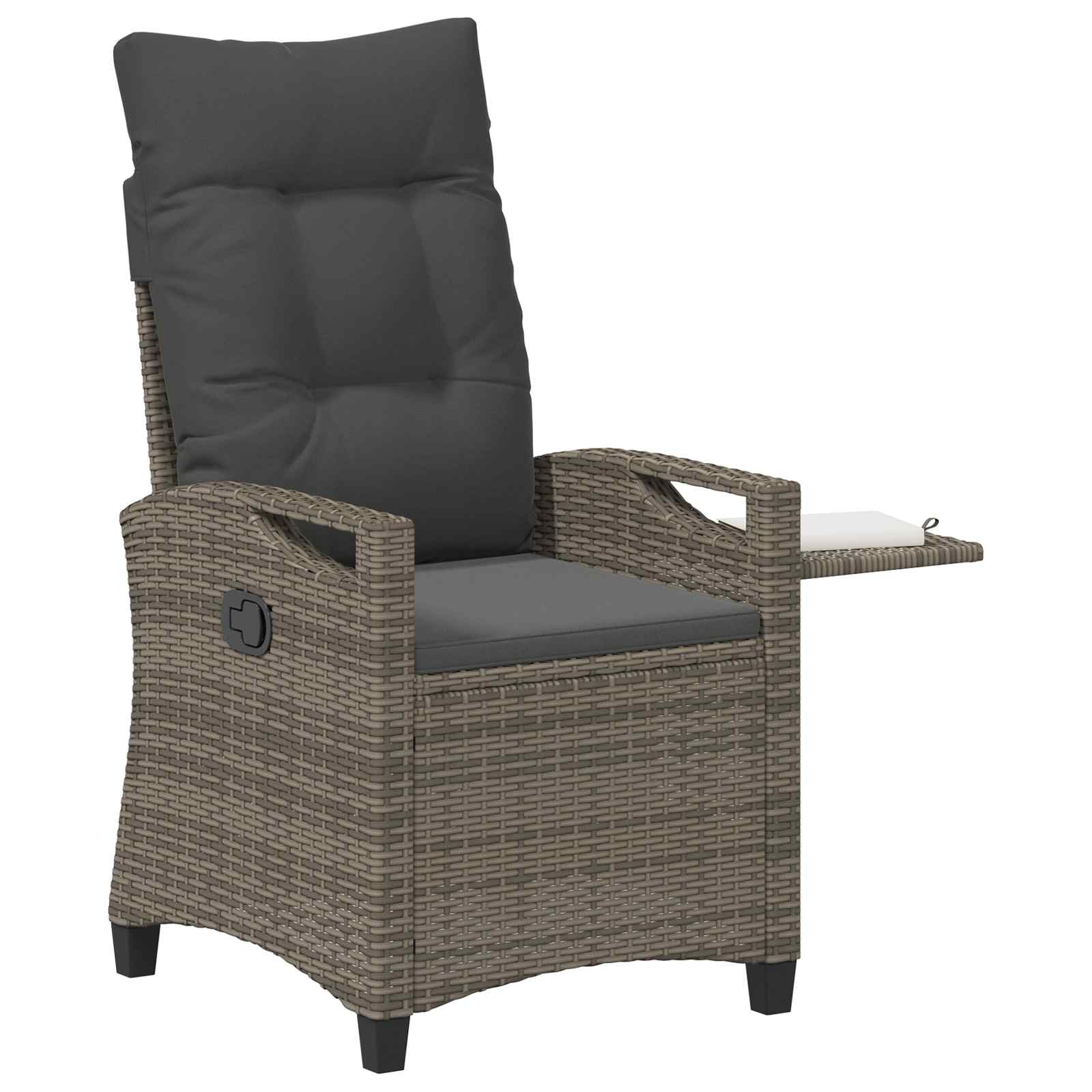 Sedia da giardino reclinabile Grigio e Grigio Scuro polyrattan