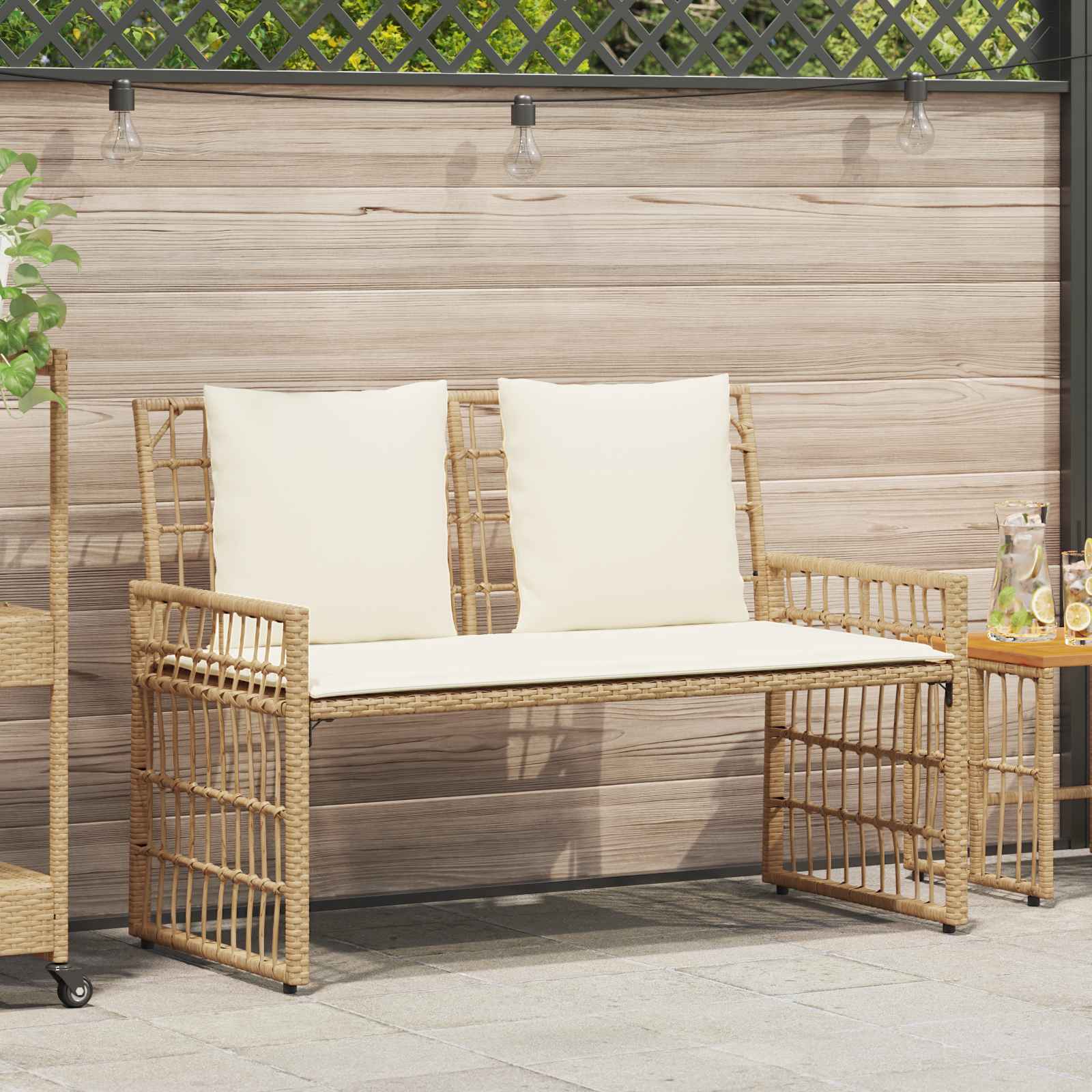 Panchina da esterno Naturale e Crema 116 x 55 x 82 cm
