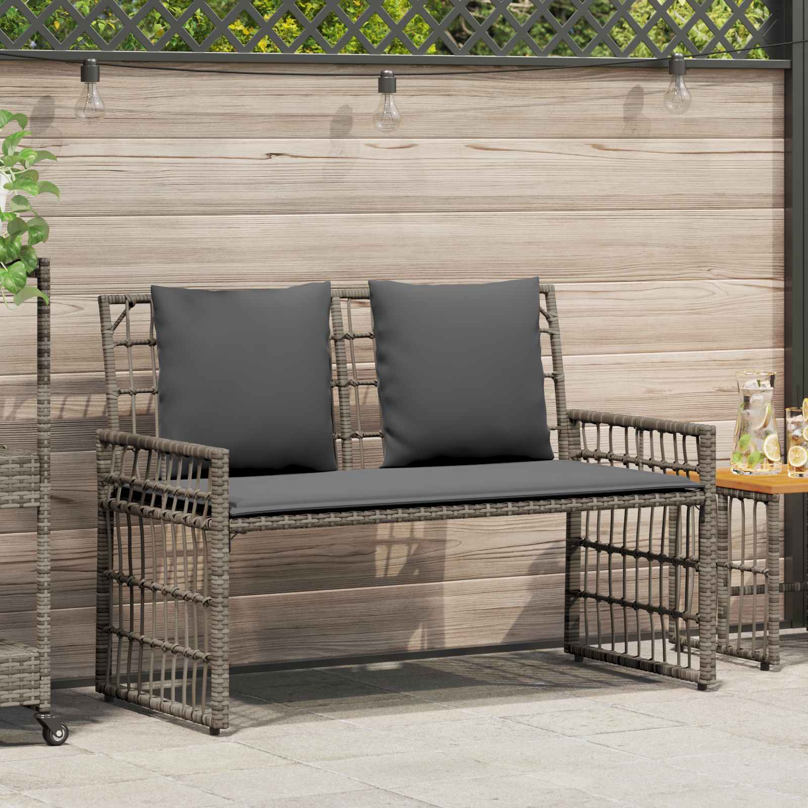 Panchina da esterno Grigio e Grigio Scuro 116 x 55 x 82 cm
