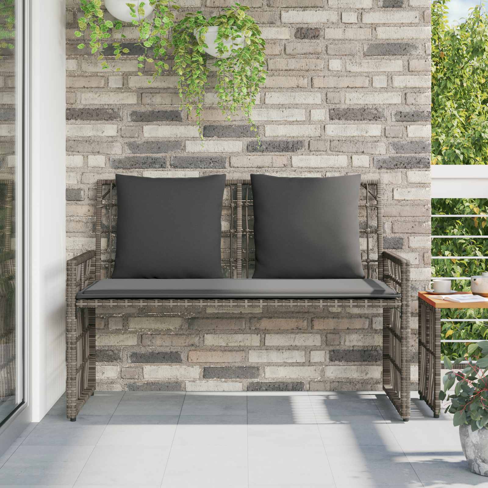 Panchina da esterno Grigio e Grigio Scuro 116 x 55 x 82 cm