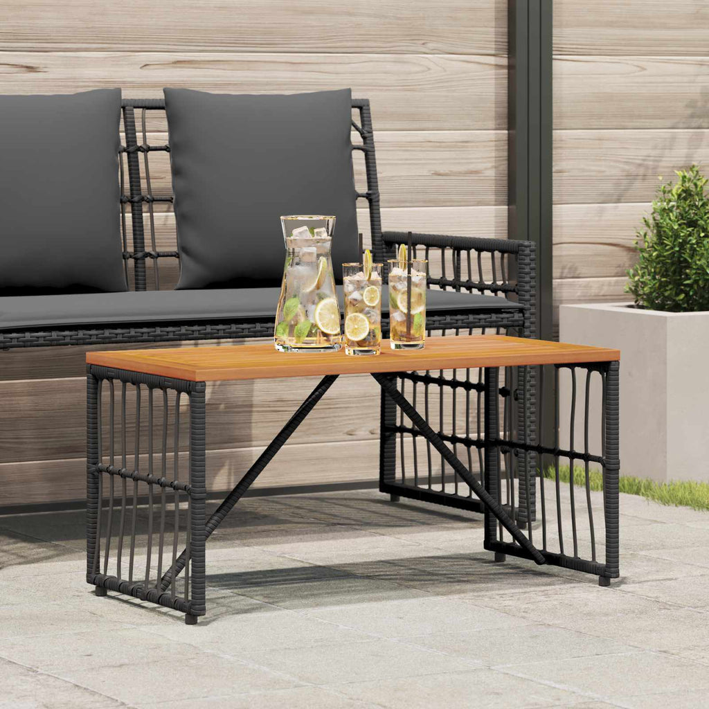 Tavolo da Esterno Nero 80 x 40 x 40 cm Acciaio e Polyrattan