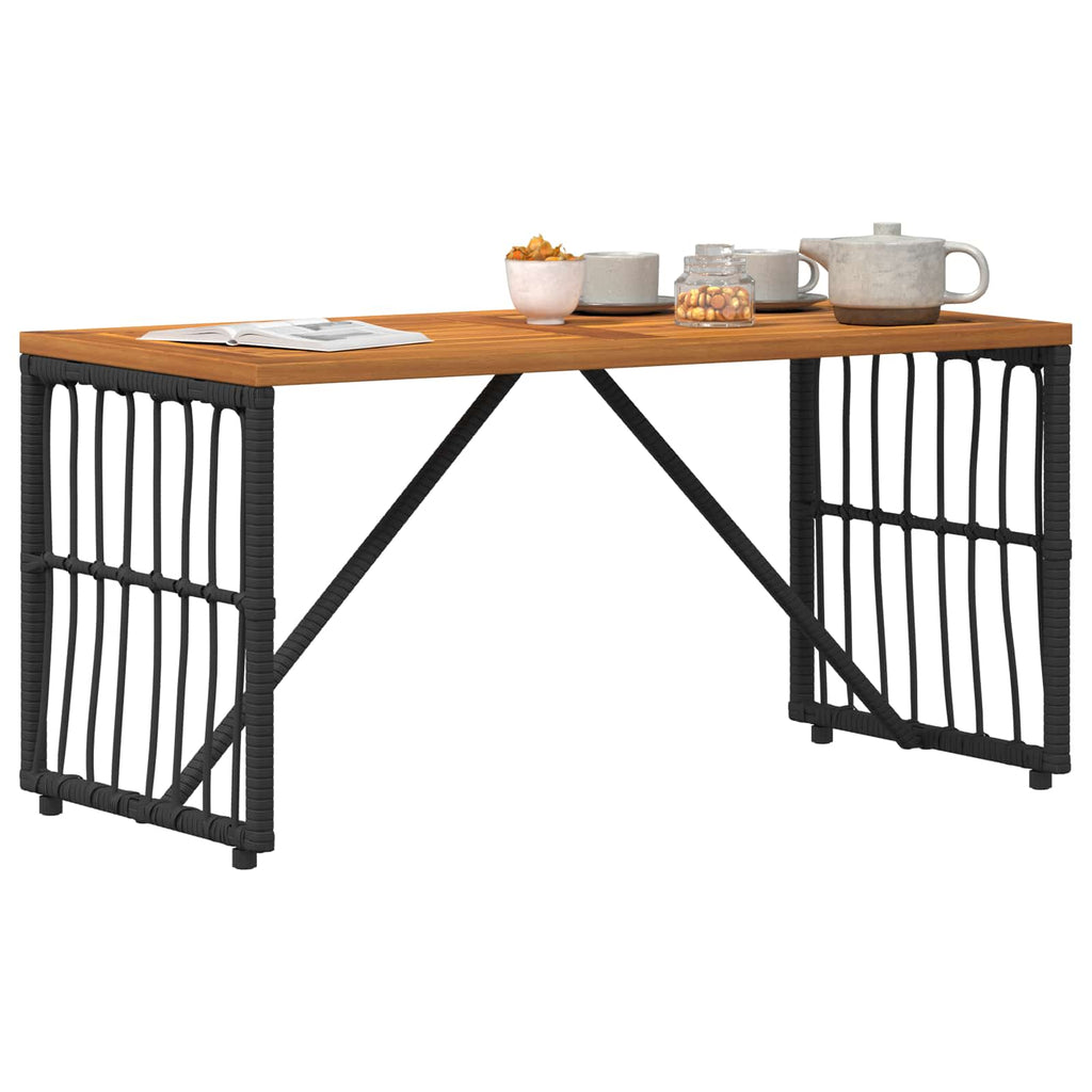 Tavolo da Esterno Nero 80 x 40 x 40 cm Acciaio e Polyrattan