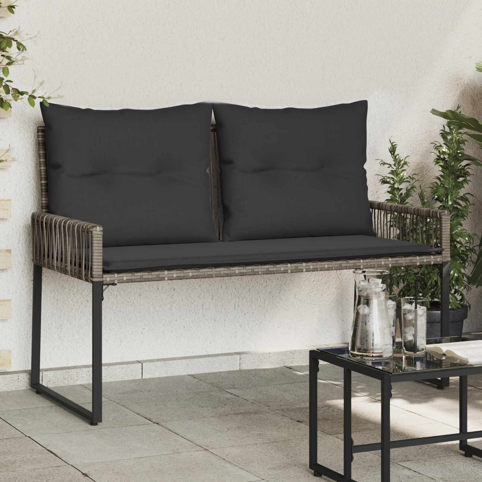 Panchina da esterno 2 -Seater 4 pz 110 x 59 x 82 cm polyrattan