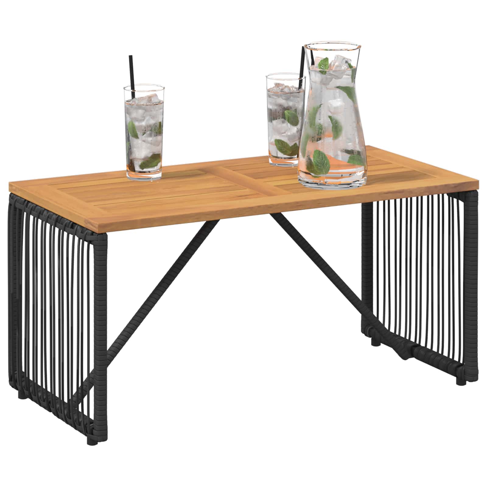 Tavolo da Esterno Nero e Marrone 80 x 40 x 40 cm polyrattan