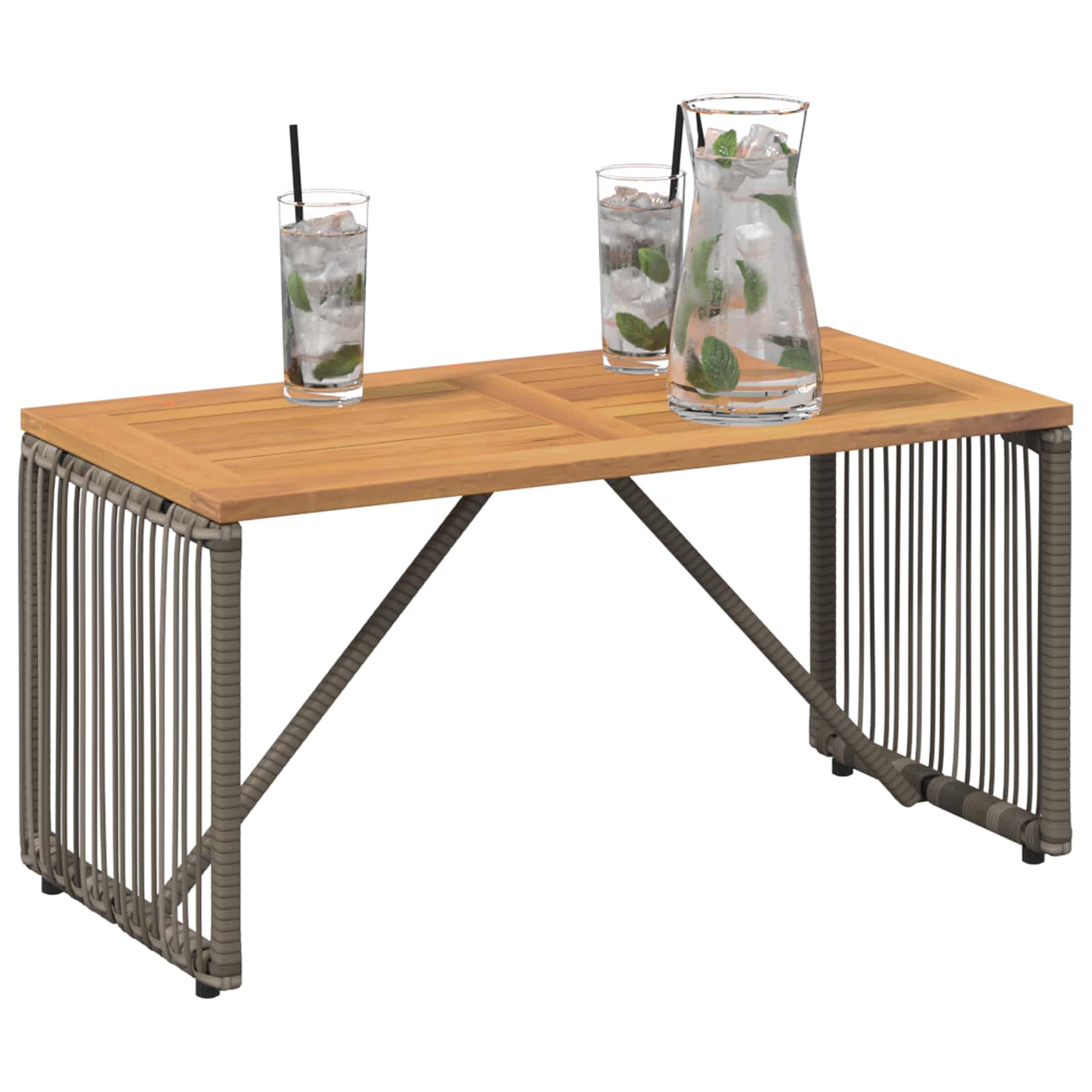 Tavolo da Esterno Grigio e Marrone 80 x 40 x 40 cm polyrattan