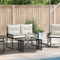 Tavolo da Esterno Nero 80 x 40 x 40 cm Rattan PE e Vetro