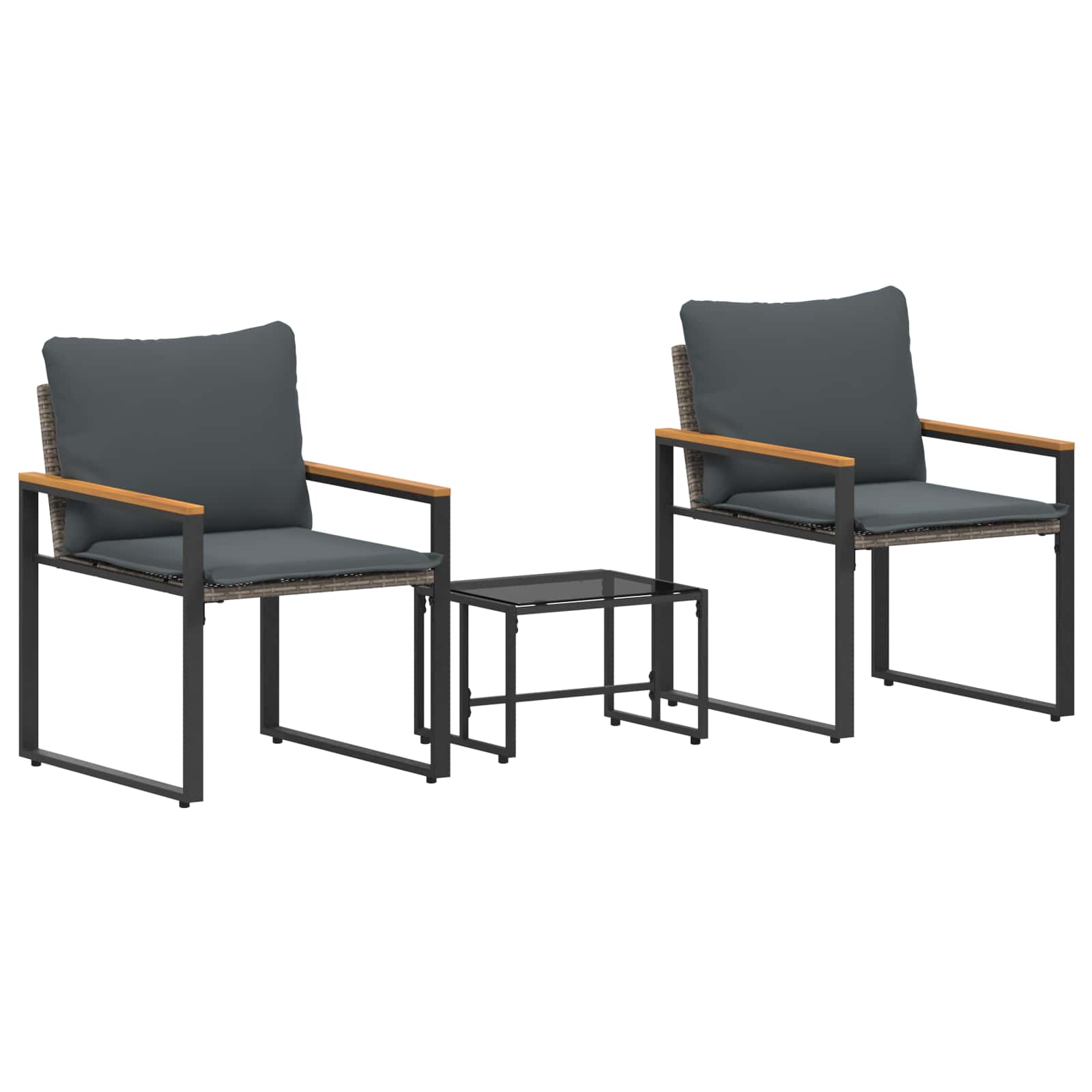Set di Mobili 3 pz Grigio e Grigio Scuro Rattan