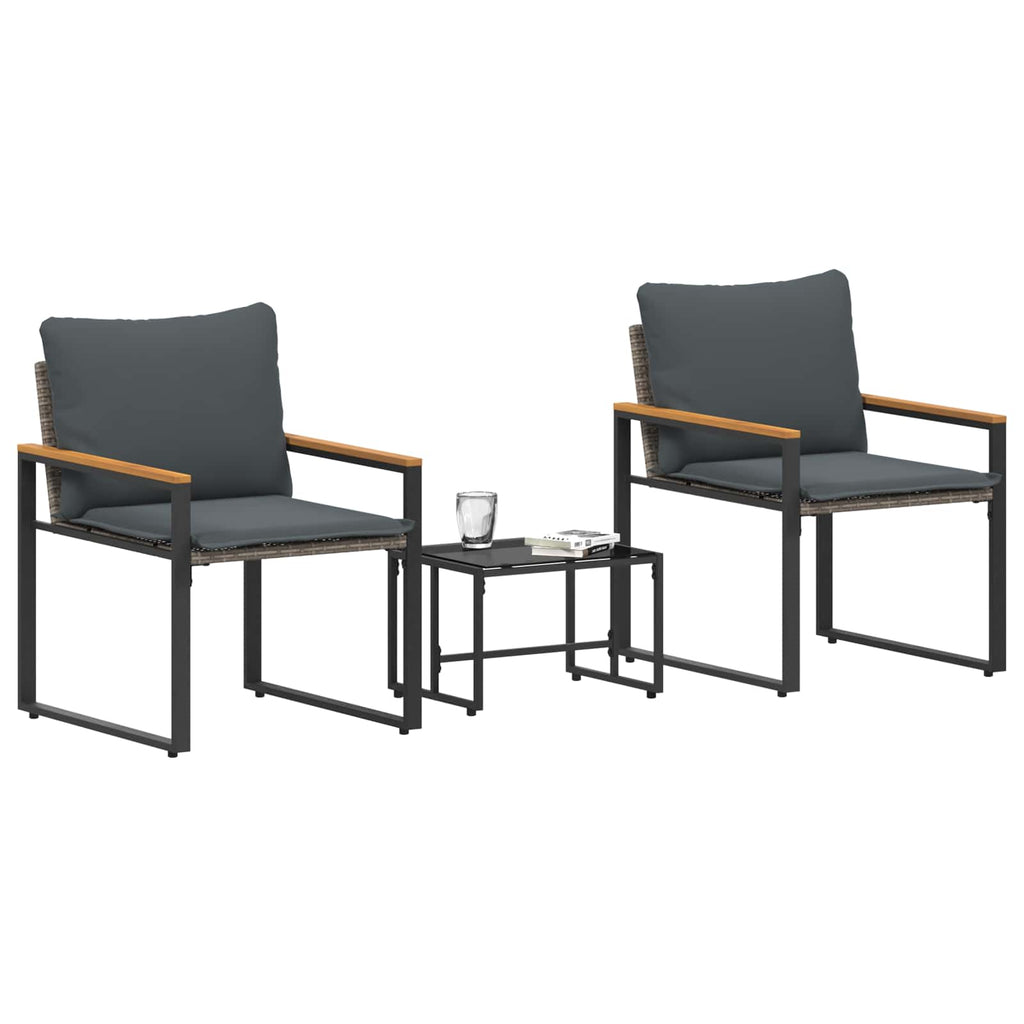 Set di Mobili 3 pz Grigio e Grigio Scuro Rattan