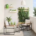 Set di Mobili 3 pz Beige e Bianco Crema Rattan