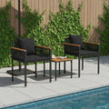 Set di Mobili da Esterno con cuscino Nero polyrattan