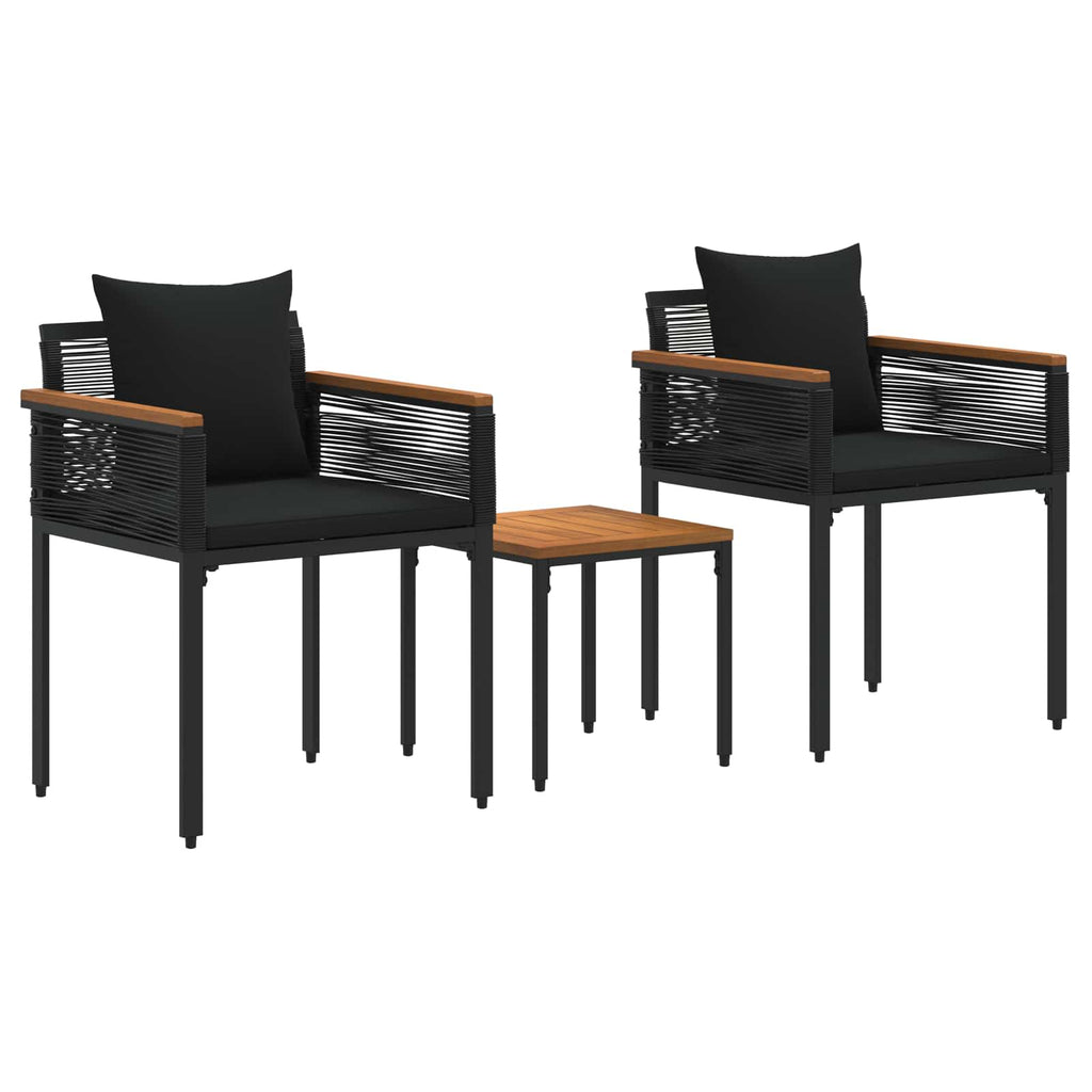 Set di Mobili da Esterno con cuscino Nero polyrattan