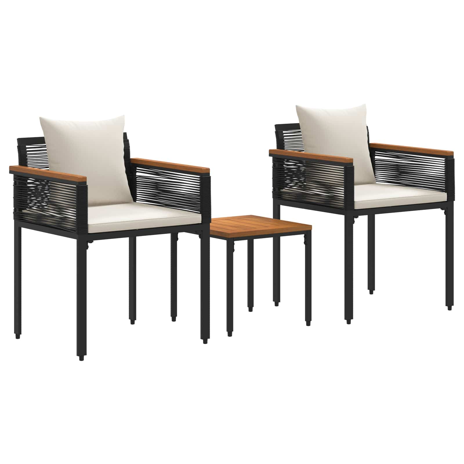 Set di Mobili da Esterno Nero e Bianco Crema polyrattan