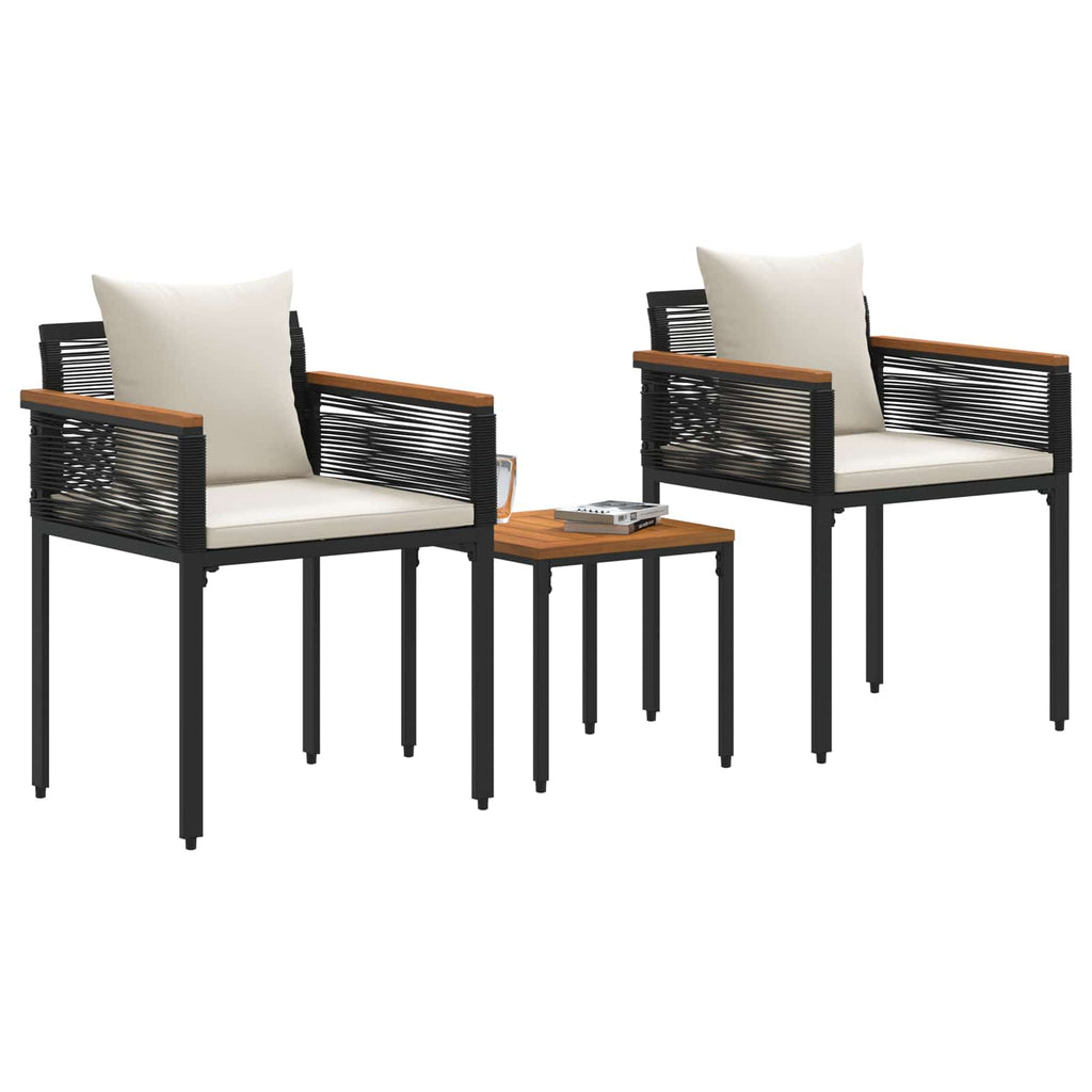 Set di Mobili da Esterno Nero e Bianco Crema polyrattan