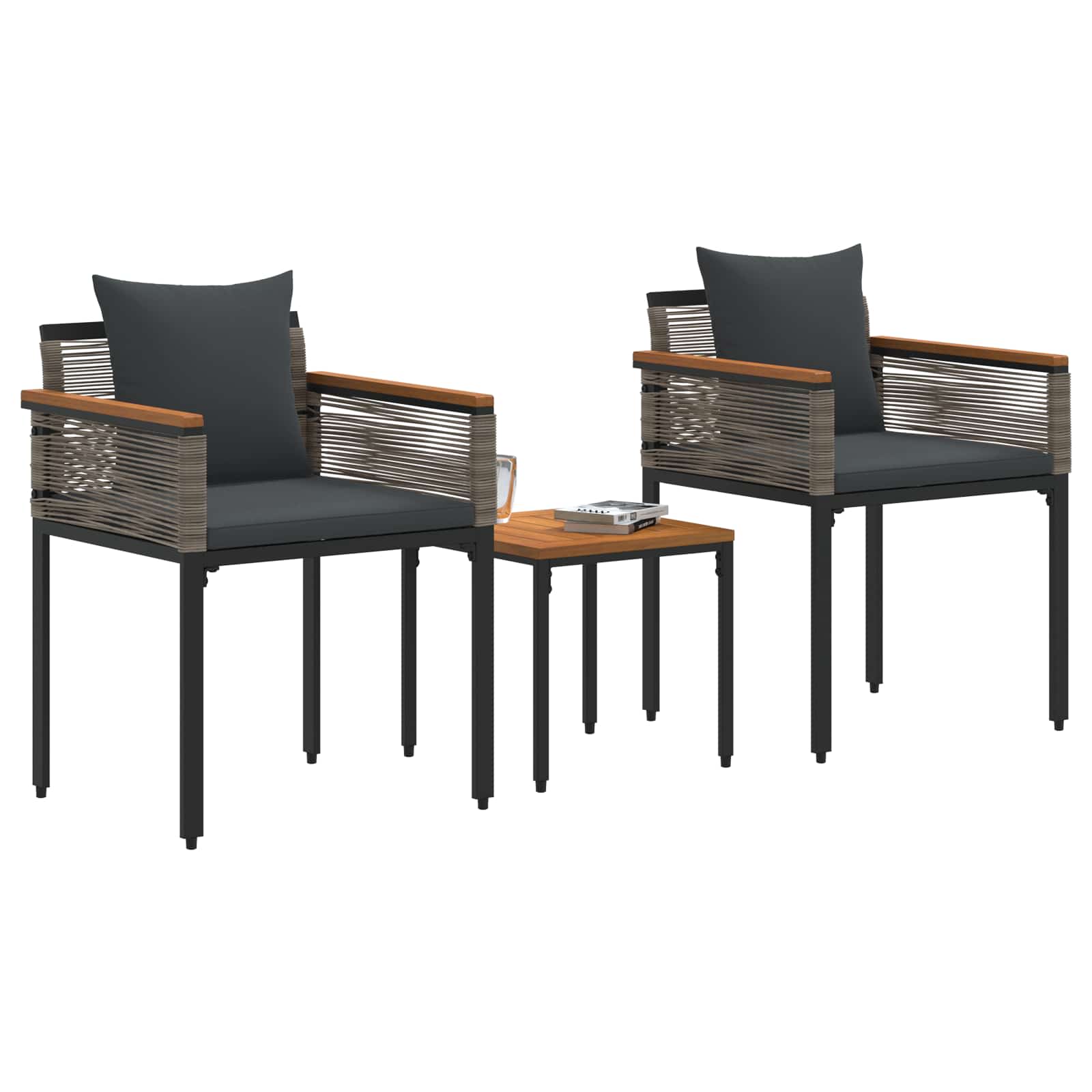 Set di Mobili da Esterno Grigio e Grigio Scuro polyrattan