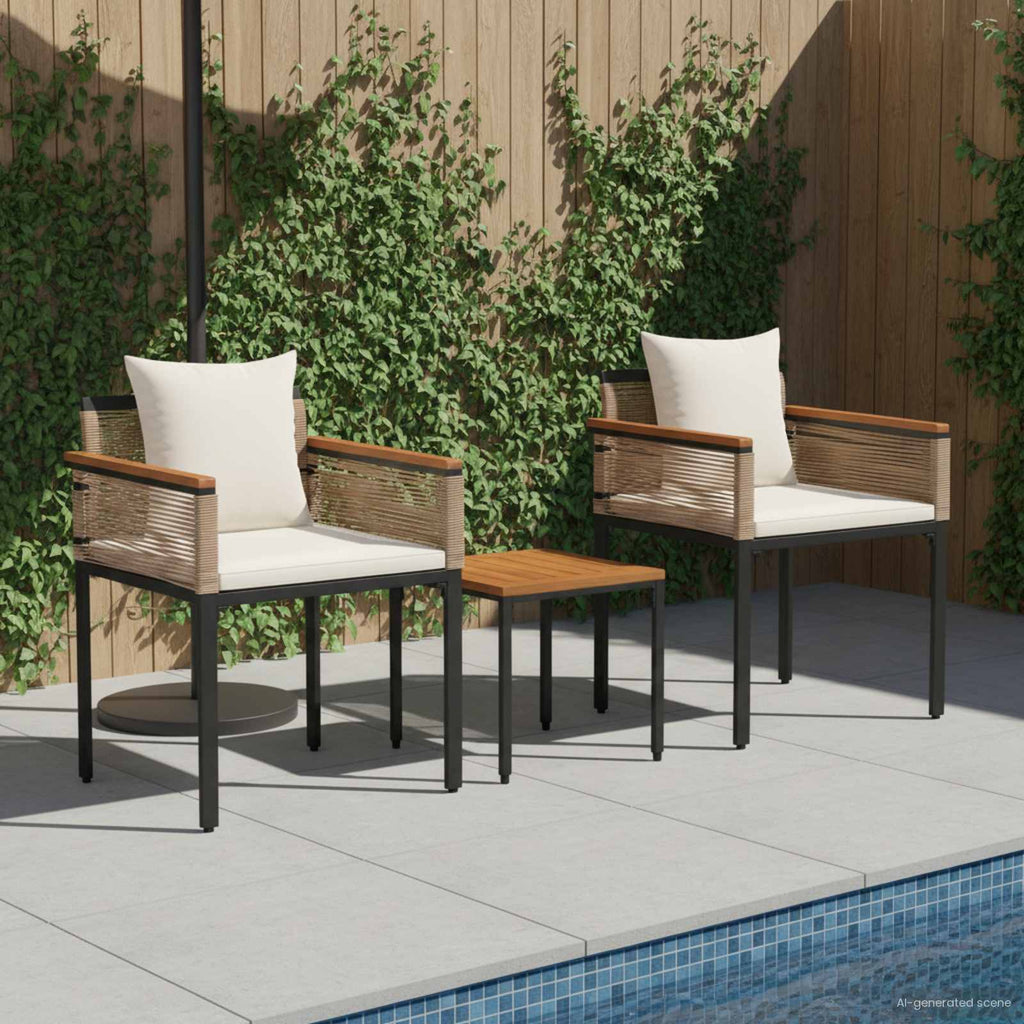 Set di Mobili da Esterno Beige e Bianco Crema polyrattan