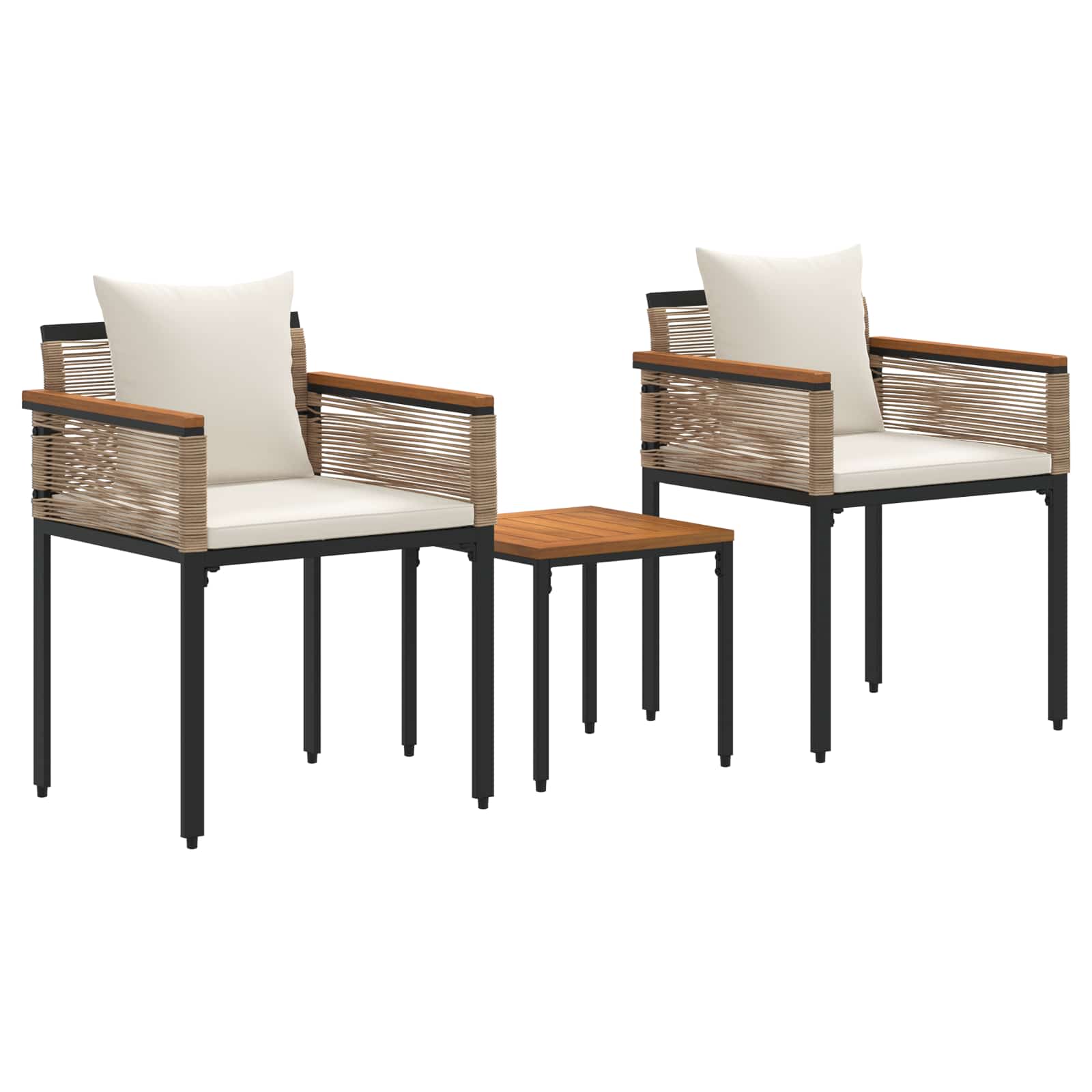 Set di Mobili da Esterno Beige e Bianco Crema polyrattan