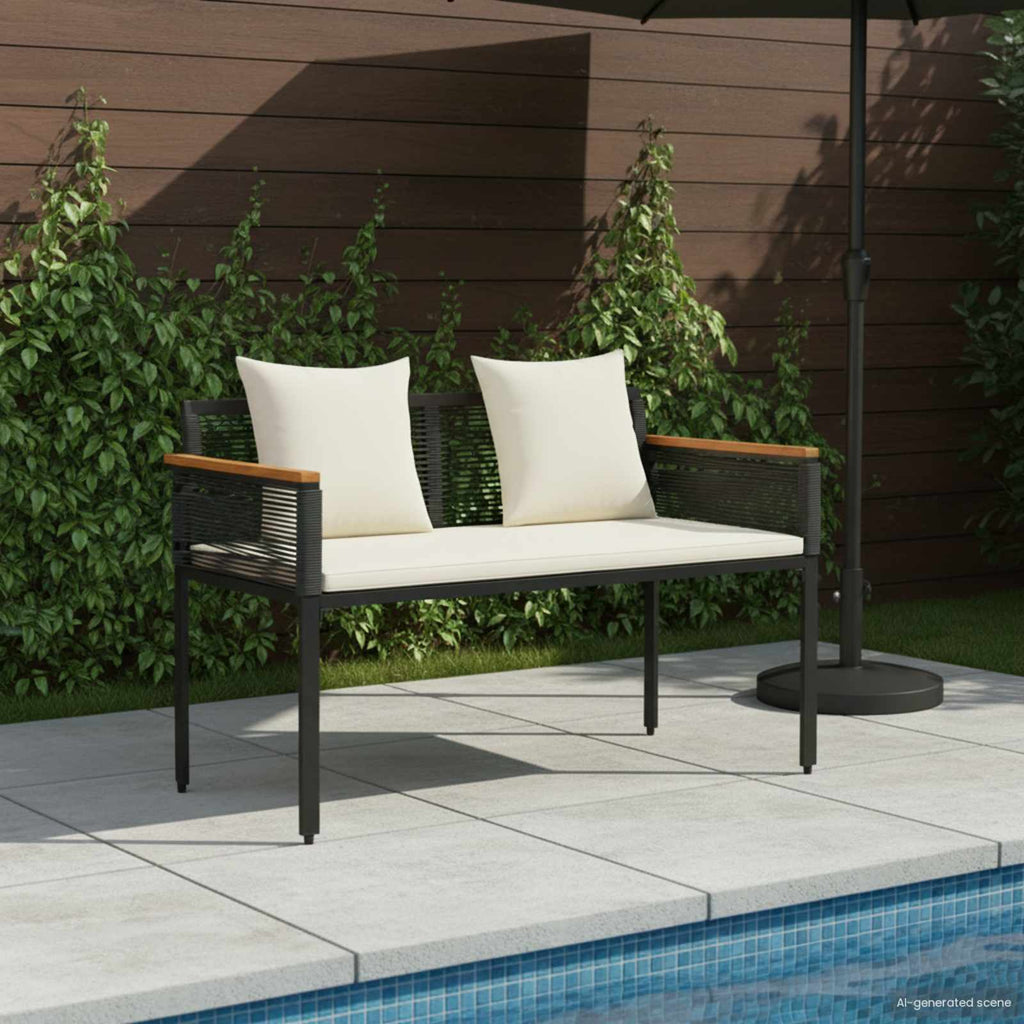 Panchina da esterno Nero e Bianco Crema 117 x 54 x 74.5 cm