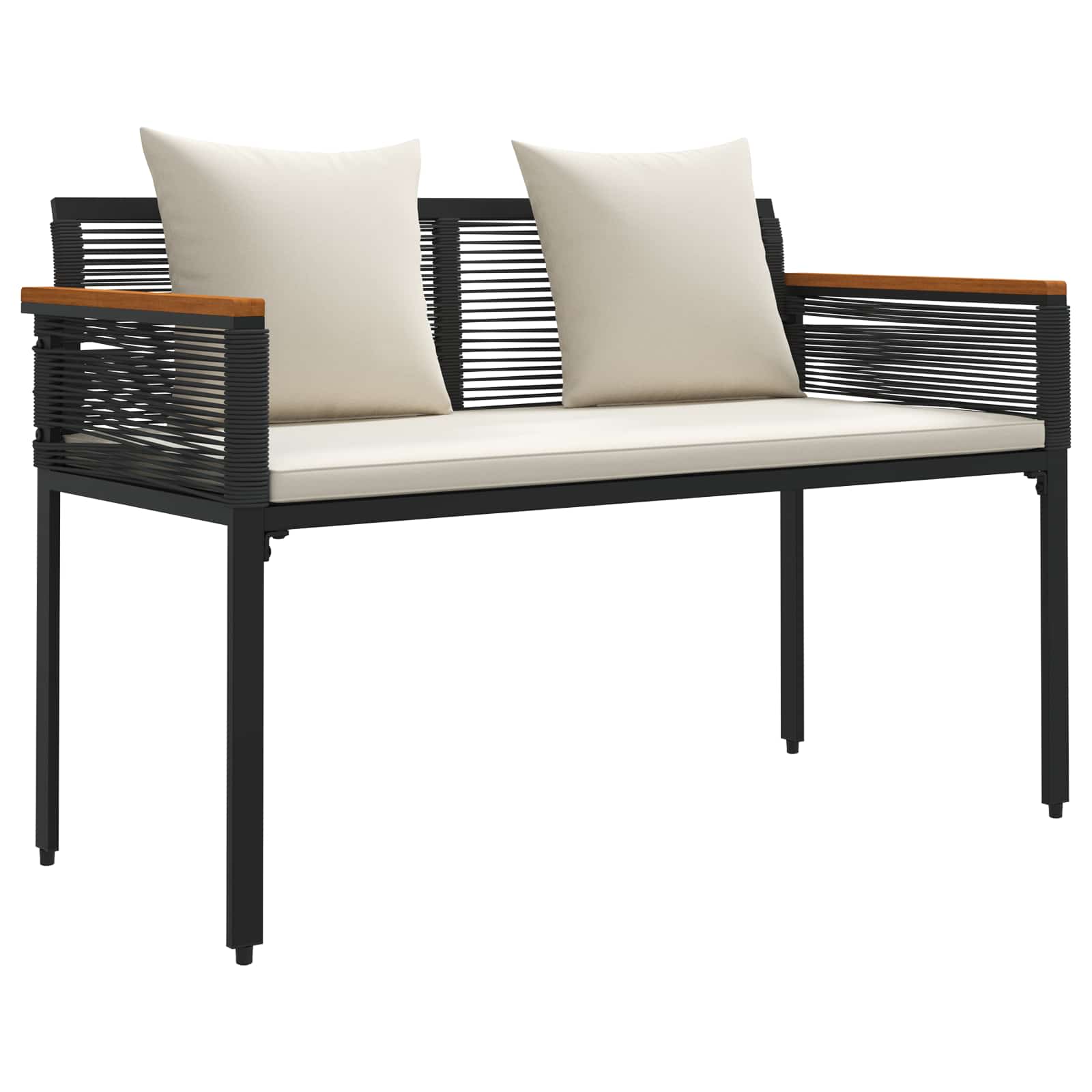 Panchina da esterno Nero e Bianco Crema 117 x 54 x 74.5 cm