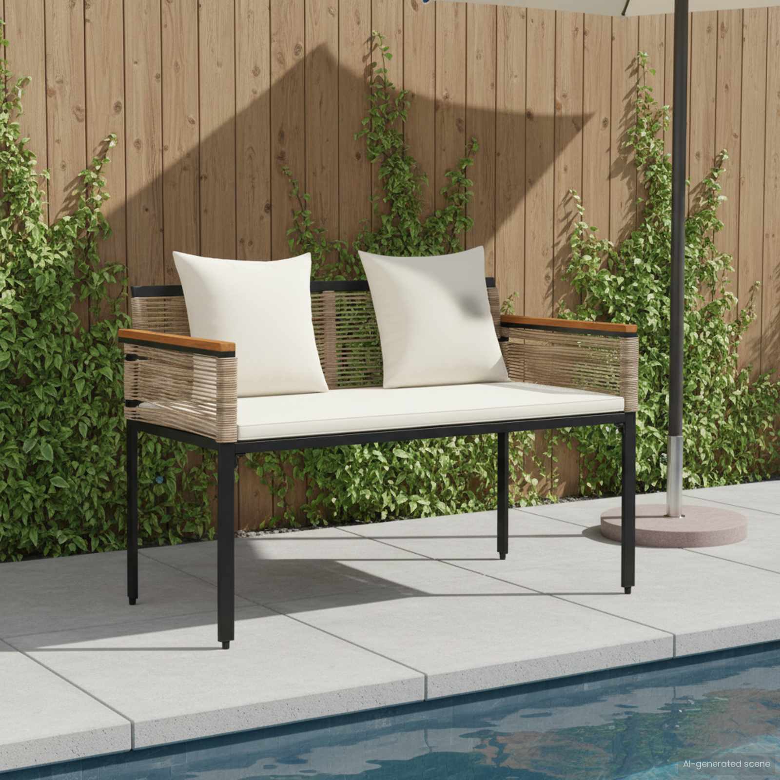Panchina da esterno Beige e Bianco Crema 117 x 54 x 74.5 cm