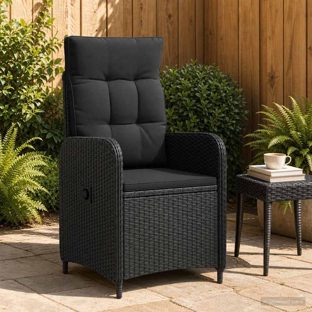 Sedia da giardino reclinabile Nero polyrattan
