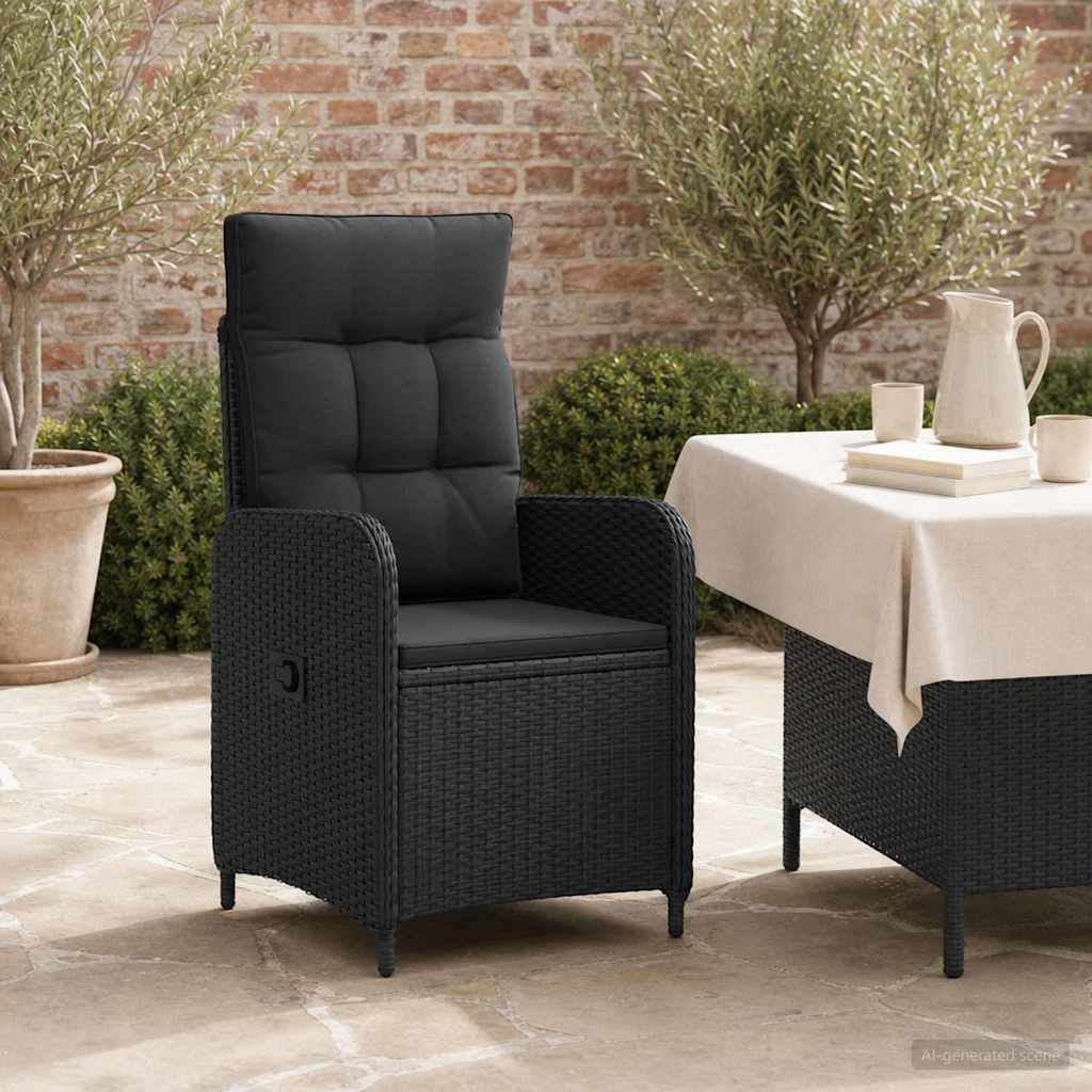 Sedia da giardino reclinabile Nero polyrattan