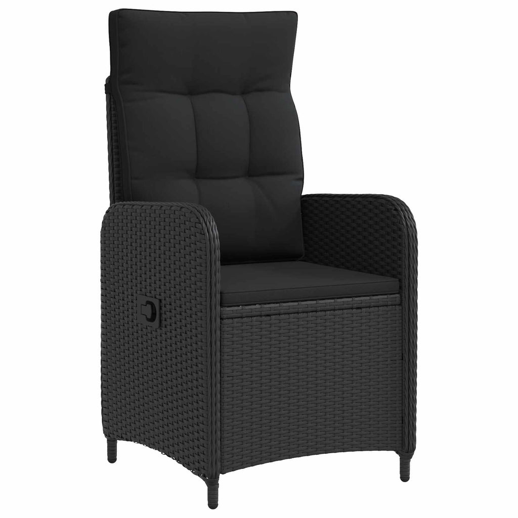 Sedia da giardino reclinabile Nero polyrattan