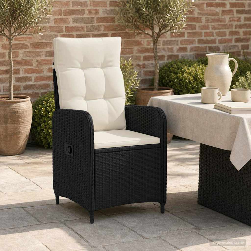 Sedia da giardino reclinabile Nero e Bianco Crema