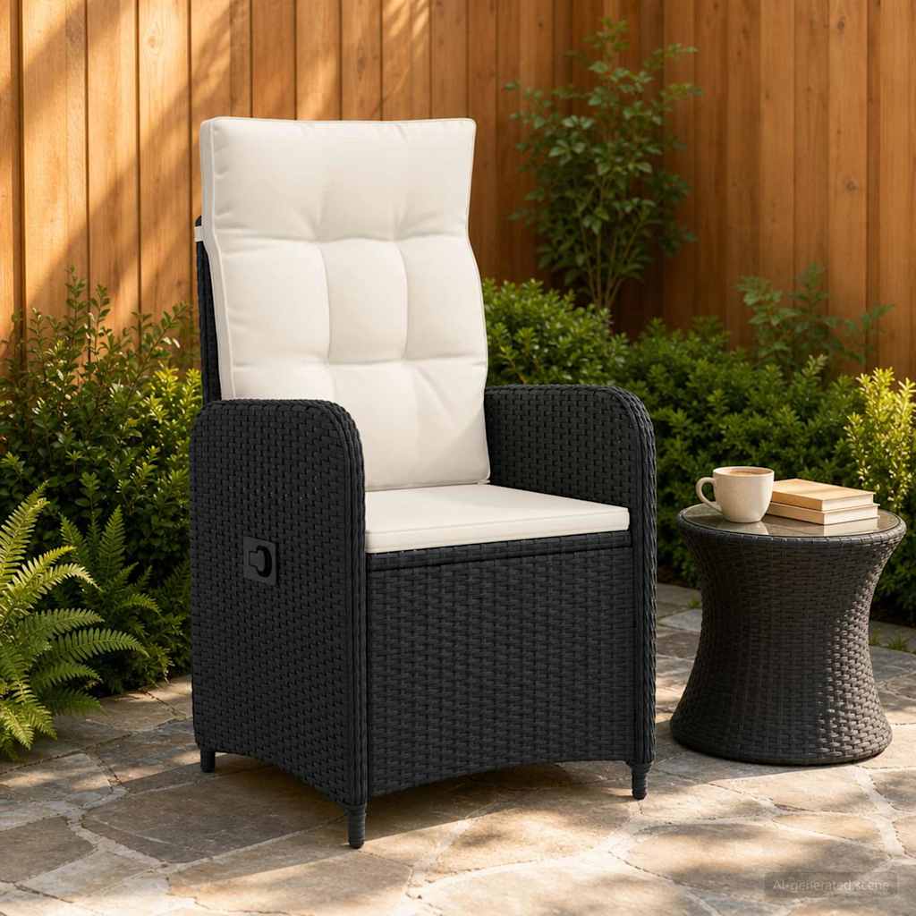 Sedia da giardino reclinabile Nero e Bianco Crema
