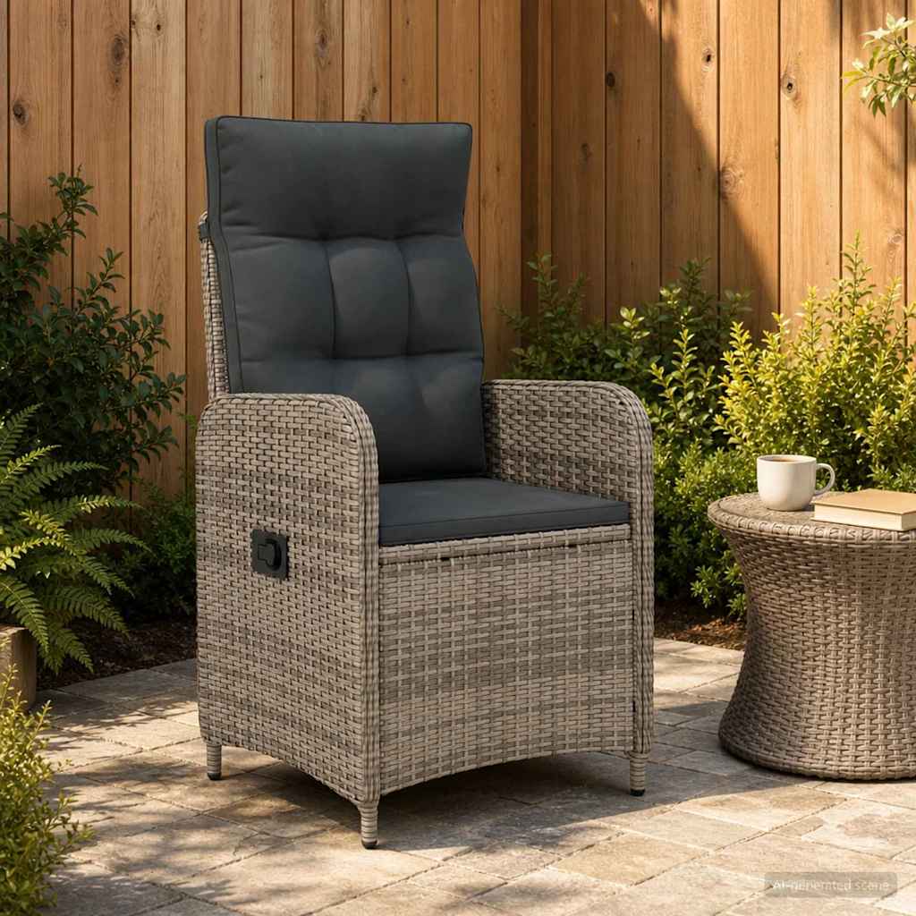 Sedia da giardino reclinabile Grigio e Grigio Scuro
