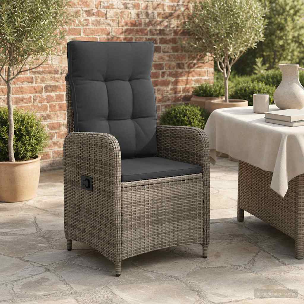 Sedia da giardino reclinabile Grigio e Grigio Scuro