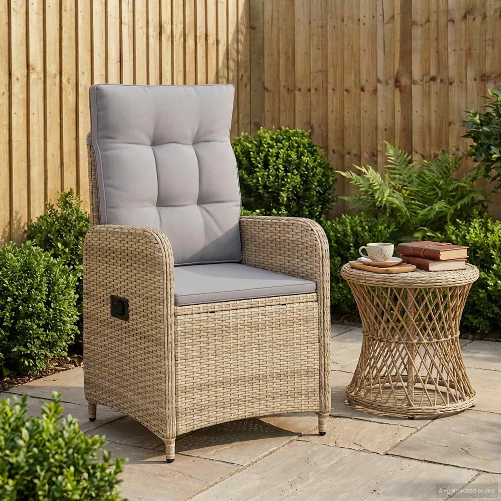 Sedia da giardino reclinabile Beige e Grigio Chiaro