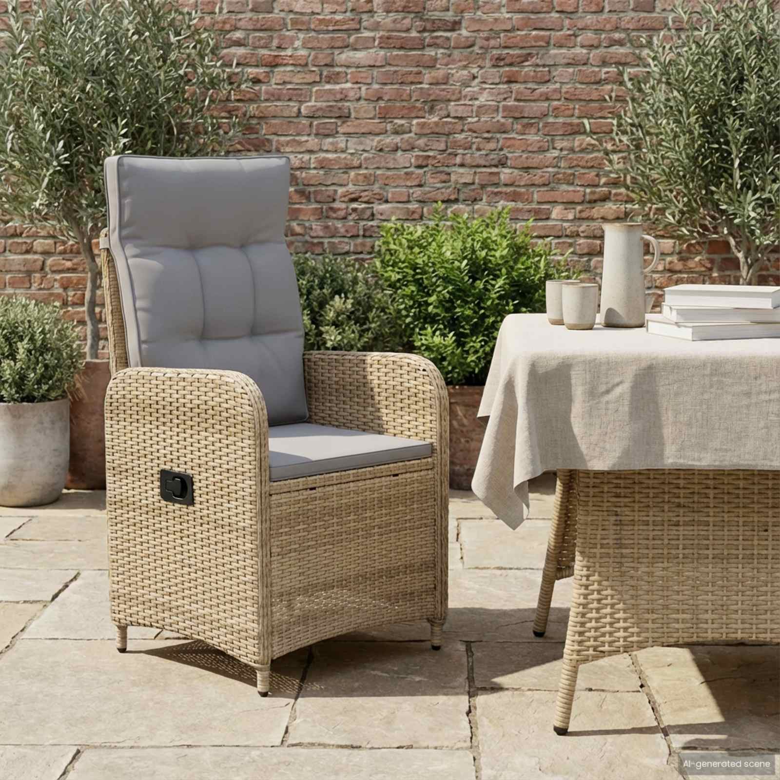 Sedia da giardino reclinabile Beige e Grigio Chiaro
