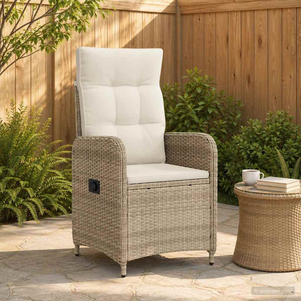 Sedia da giardino reclinabile Beige e Bianco Crema