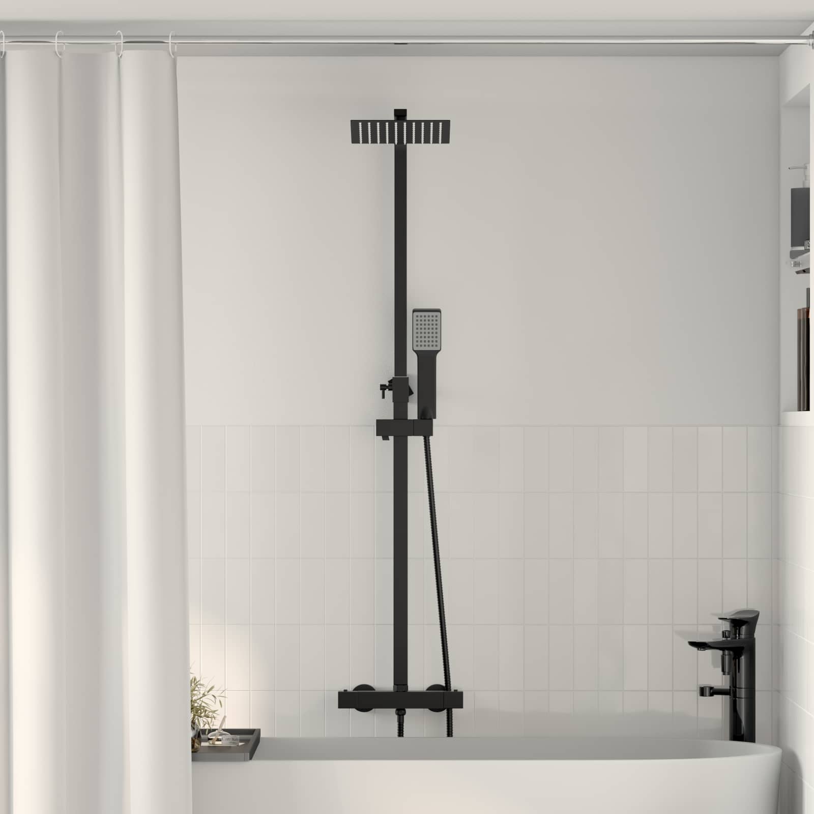 Set di Sistema Doccia Termostatico Nero 25,5 x 46 x 123 cm